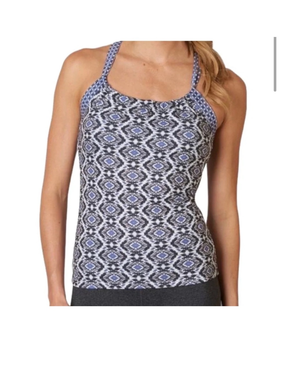 Prana Geometric Strappy Tank Top - Blue and Black